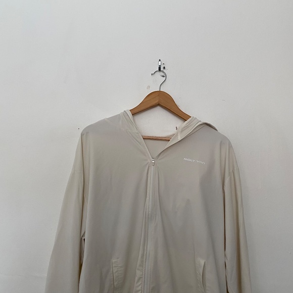 **$5 SALE** Moly Vivi Light Weight White Full Zip Athletic Sweatshirt - Picture 3 of 4